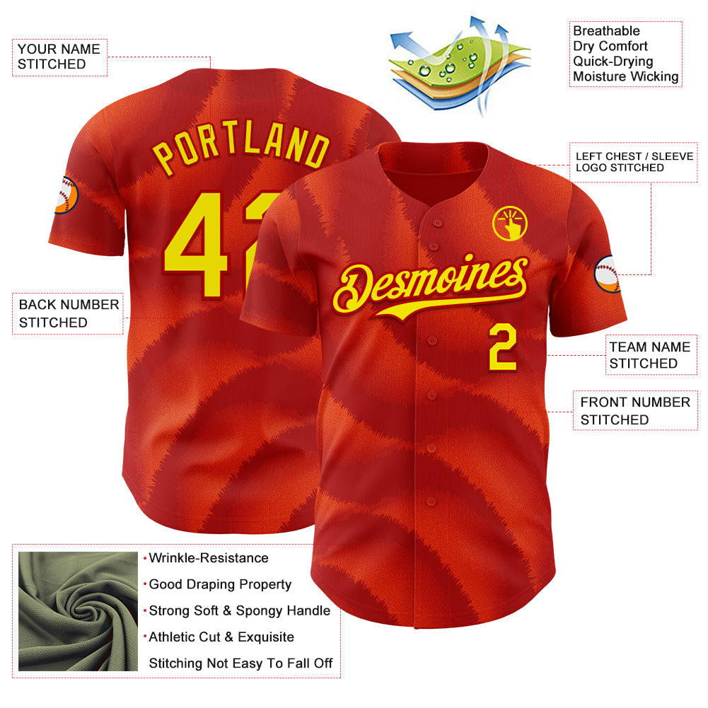 Custom Red-Light Yellow Spain Style Authentic Baseball Jersey