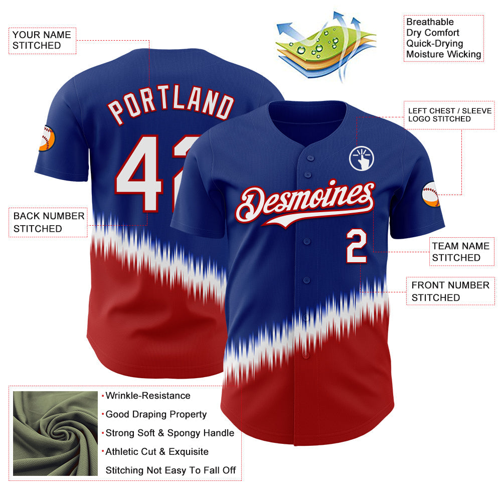 Custom Royal White-Red USA Style Authentic Baseball Jersey