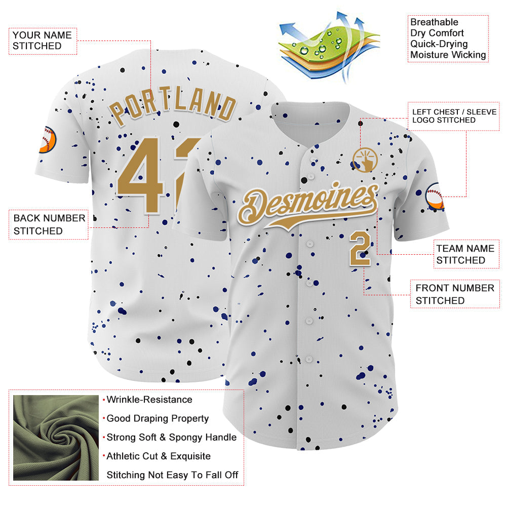 Custom White Old Gold Royal-Black USA Style Authentic Baseball Jersey