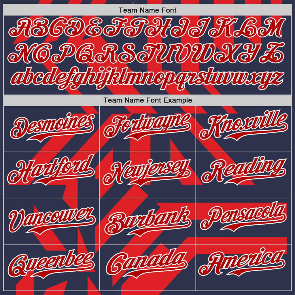 Custom Navy Red-White USA Style Authentic Baseball Jersey