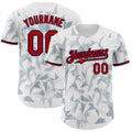 Custom White Red Silver-Navy USA Style Authentic Baseball Jersey