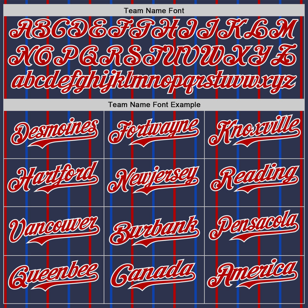 Custom Navy Red Blue-White USA Style Authentic Baseball Jersey