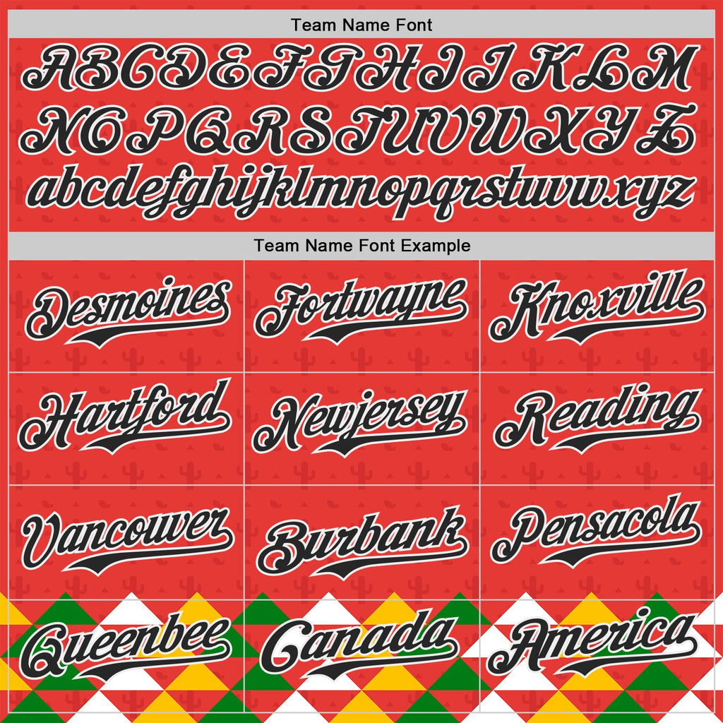 Custom Red Black-White Cinco de Mayo Fiesta Cactus Authentic Baseball Jersey