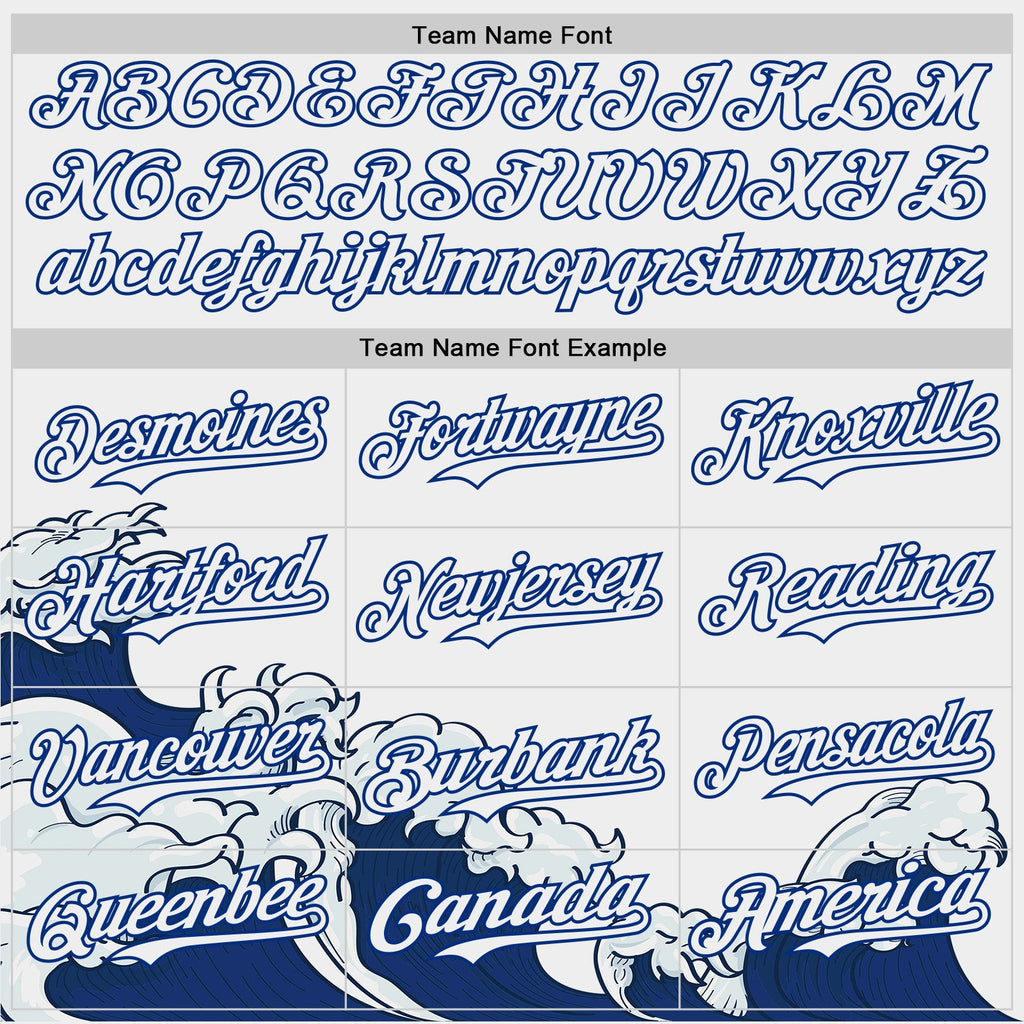 Custom White-Royal Japanese Wave Authentic Baseball Jersey