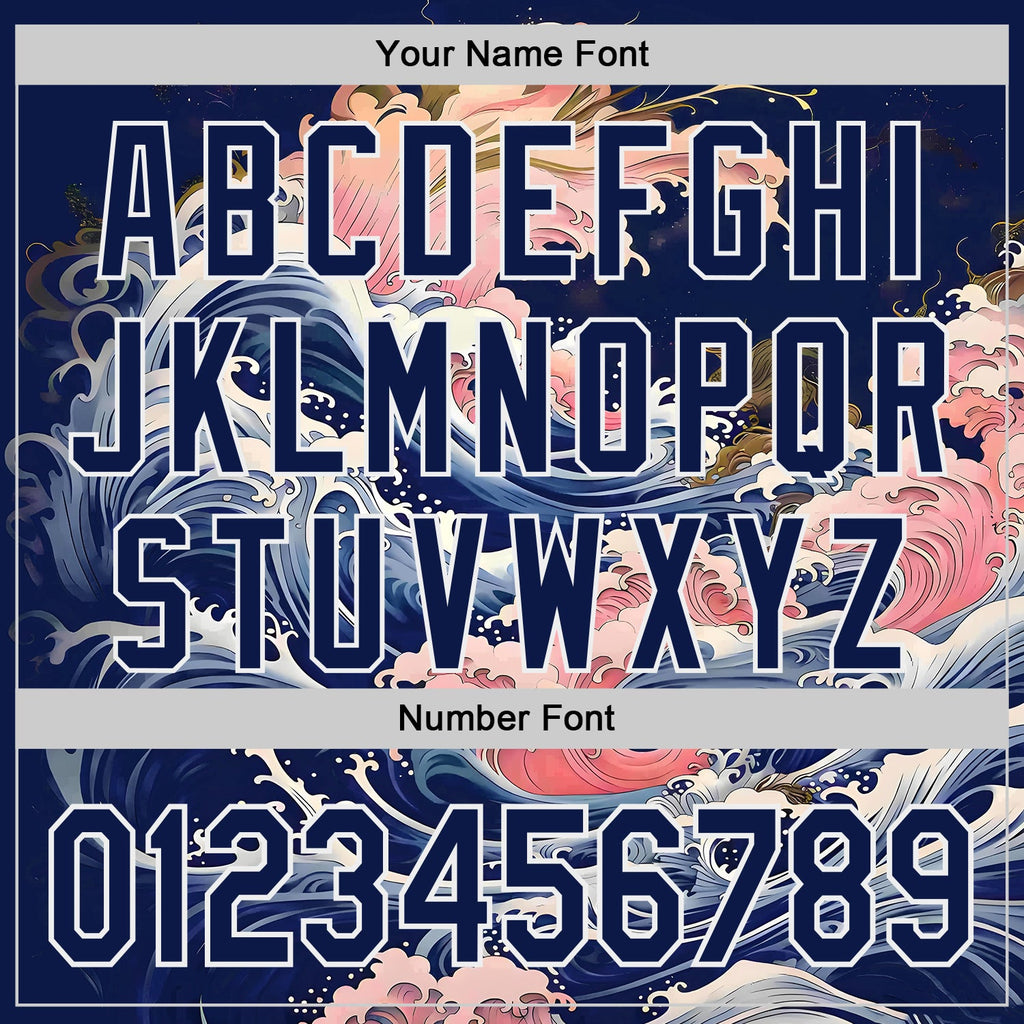 Custom Blue Navy-White Japanese Pastel Wave Authentic Baseball Jersey