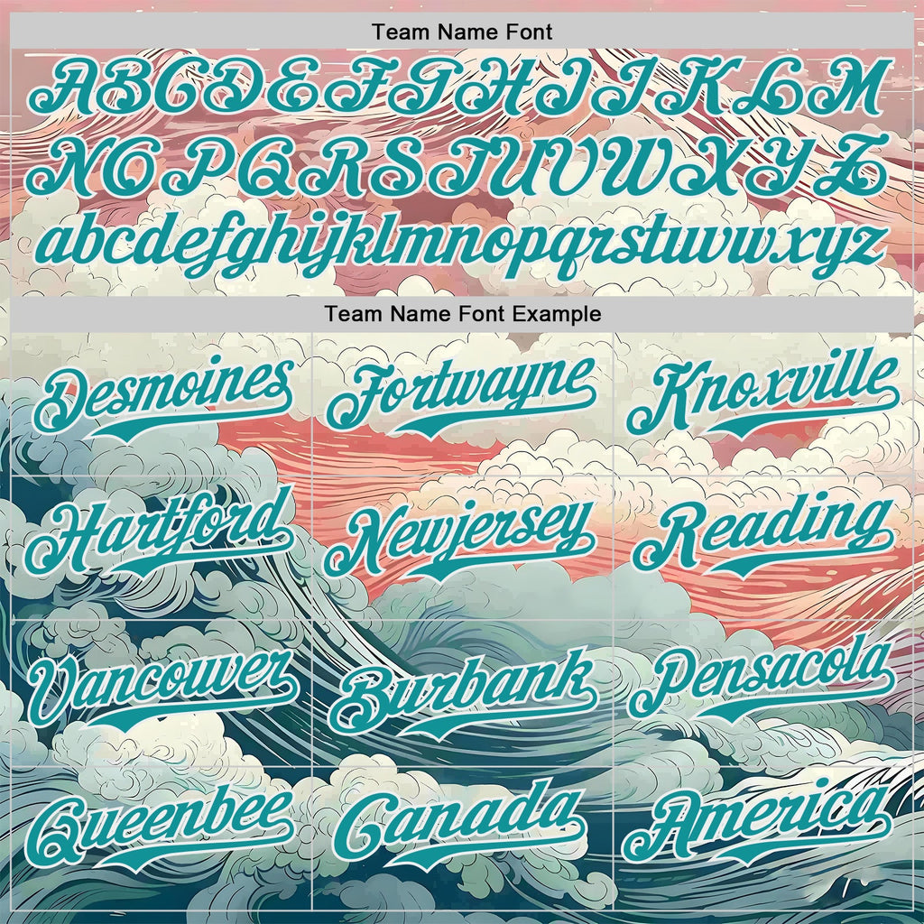 Custom Pink Teal-White Japanese Pastel Wave Authentic Baseball Jersey