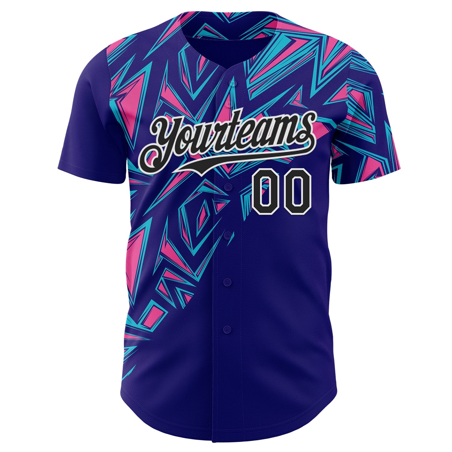 Custom Dark Purple Black-White Geometric Patchwork Asymmetry Authentic Baseball Jersey