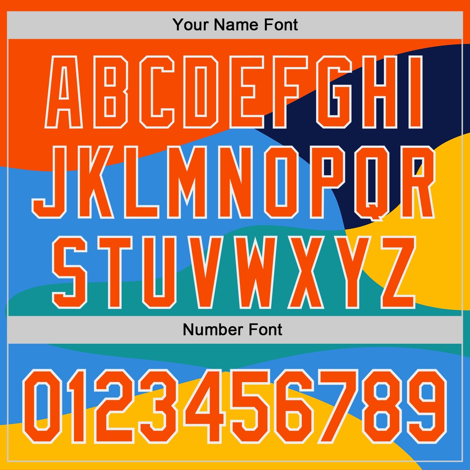 Custom Orange Blue Yellow-White Geometric Patchwork Asymmetry Wave Color Block Authentic Baseball Jersey
