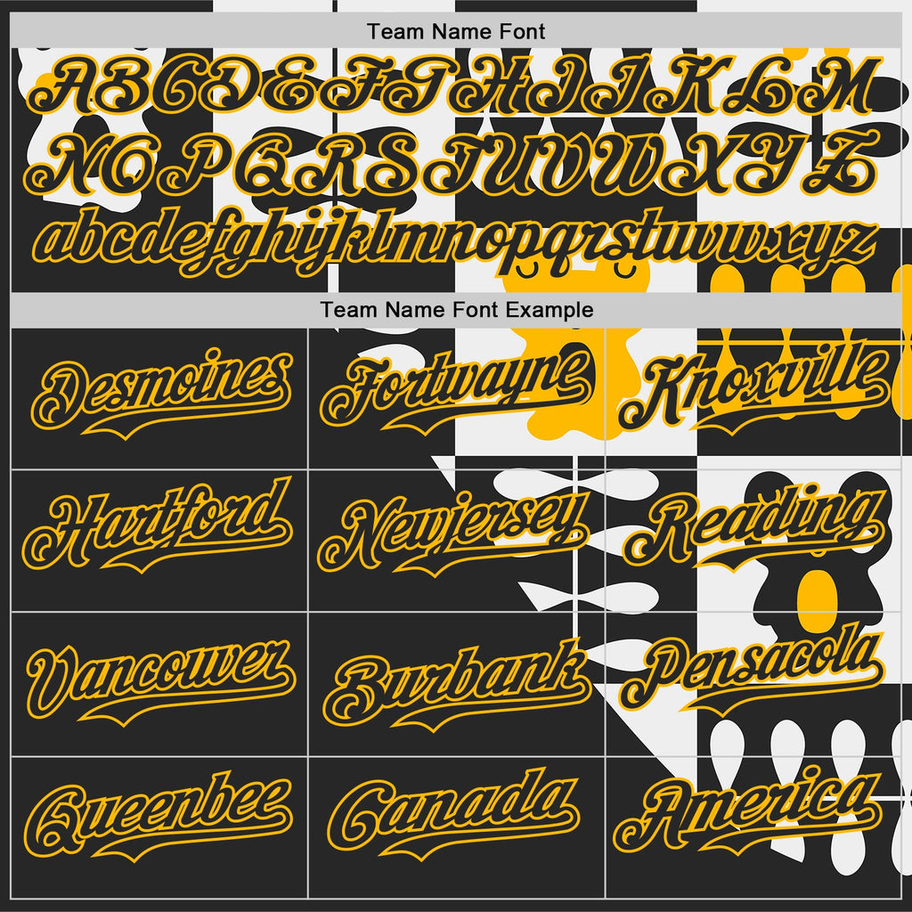 Custom White Black-Gold Geometric Patchwork Asymmetry Authentic Baseball Jersey