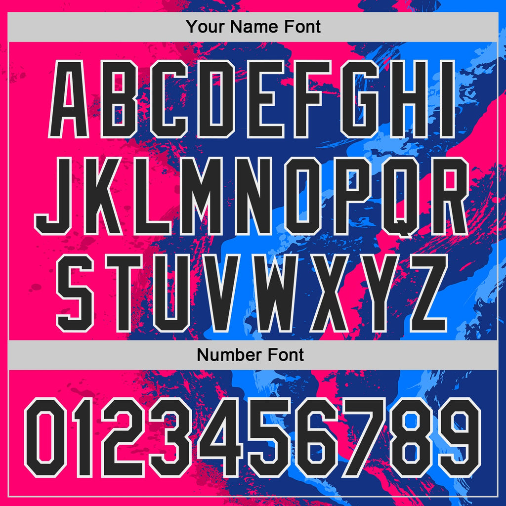 Custom Pink Black Blue-White Geometric Patchwork Asymmetry Fluid Swirl Splatter Authentic Baseball Jersey