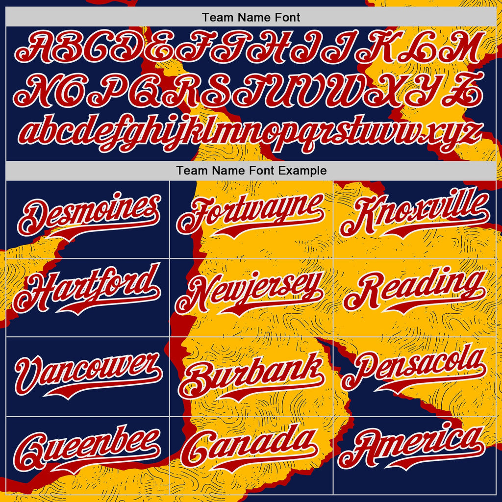 Custom Navy Red Gold-White Geometric Patchwork Asymmetry Torn Authentic Baseball Jersey