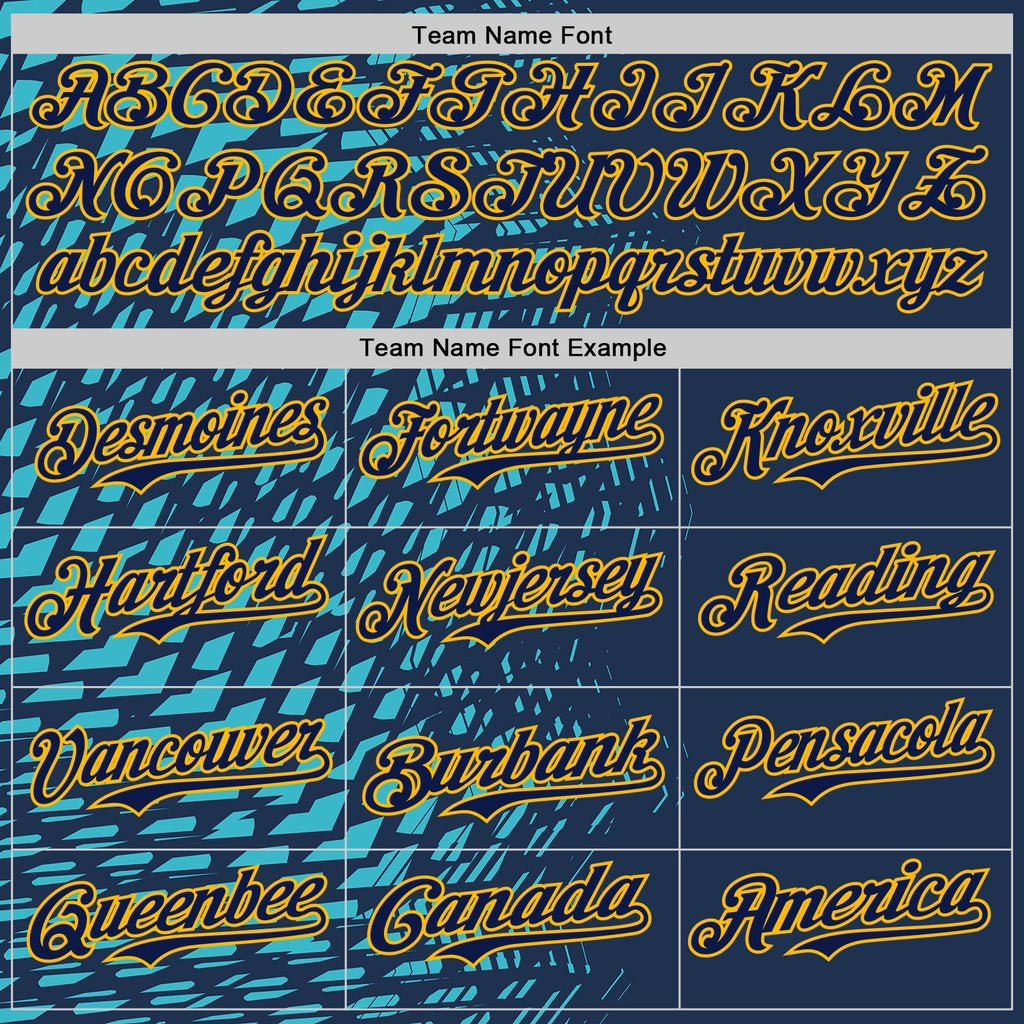 Custom Blue Navy-Gold Geometric Patchwork Asymmetry Authentic Baseball Jersey
