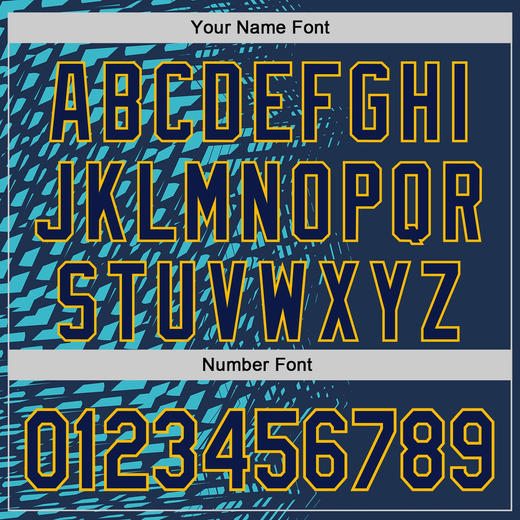 Custom Blue Navy-Gold Geometric Patchwork Asymmetry Authentic Baseball Jersey