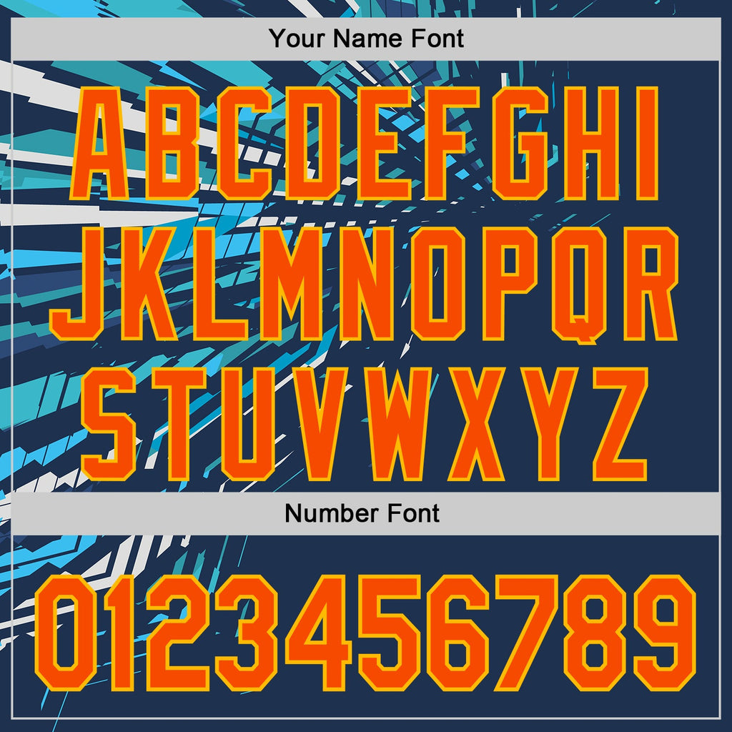 Custom Blue Orange-Gold Geometric Patchwork Asymmetry Authentic Baseball Jersey