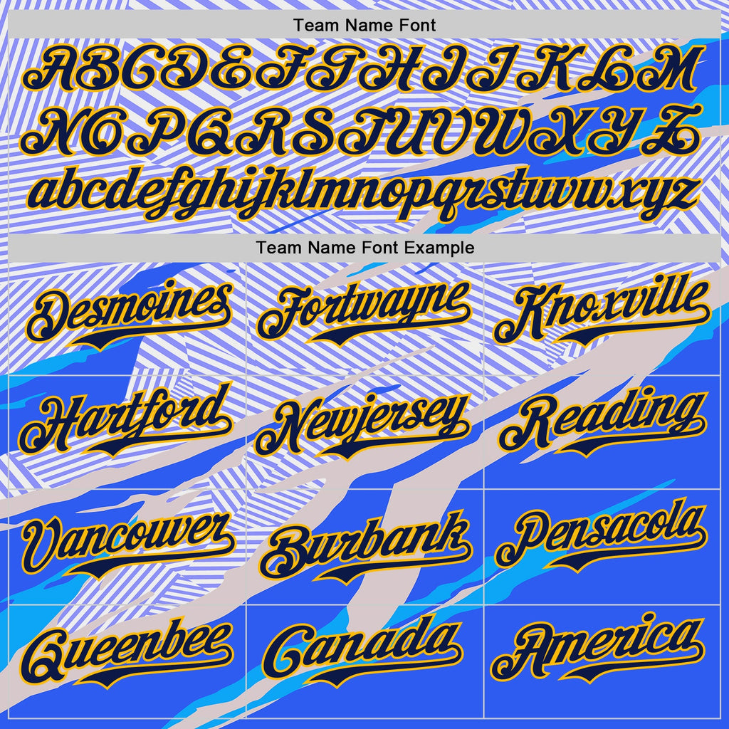 Custom Blue Navy Gray-Gold Geometric Patchwork Asymmetry Torn Authentic Baseball Jersey
