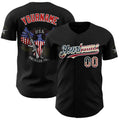 Custom Black Vintage USA Flag White-Red Patriotic Authentic Baseball Jersey