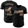 Custom Black Vintage USA Flag-City Cream Military Veteran Authentic Baseball Jersey