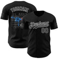 Custom Black-White USA Flag Patriotic Army Authentic Baseball Jersey