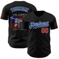 Custom Black Red White-Royal USA Flag Patriotic Army Authentic Baseball Jersey