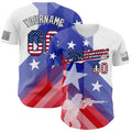 Custom White USA Flag-Black American Soldier Authentic Baseball Jersey