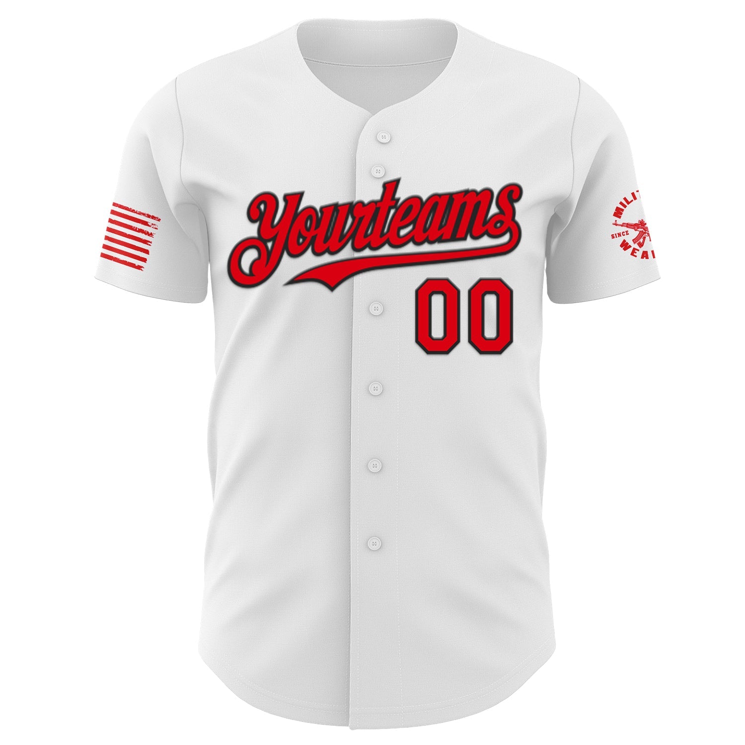 Custom White Fire Red-Black USA American Flag Patriotic Statue of Liberty Authentic Baseball Jersey