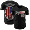 Custom Black Vintage USA Flag-White Patriotic Military Veteran Authentic Baseball Jersey
