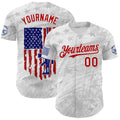 Custom White-Red USA Distressed Patriotic Authentic Baseball Jersey
