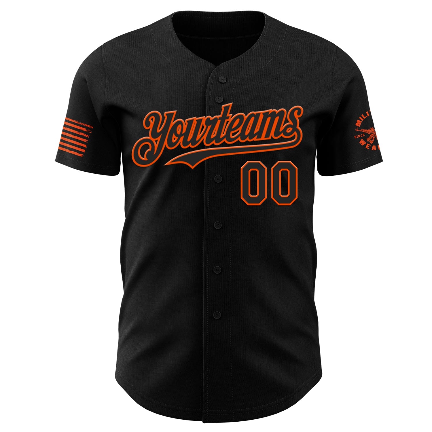 Custom Black-Orange USA Tactical Soldier Flame Authentic Baseball Jersey