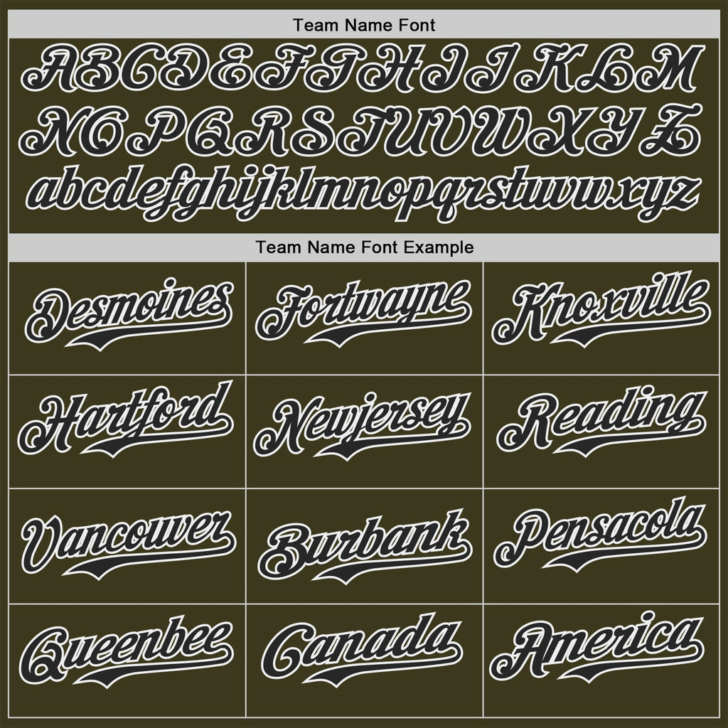Custom Olive Black-White USA American Flag Authentic Baseball Jersey