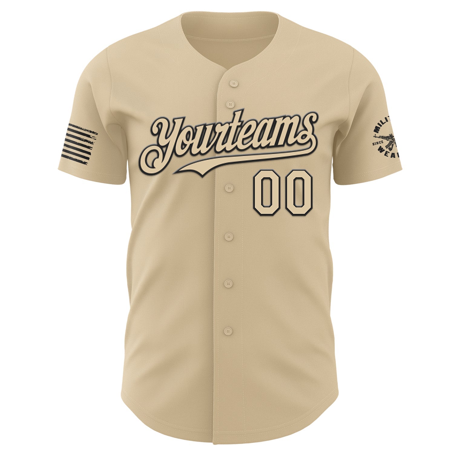 Custom City Cream-Black USA American Flag & Eagle Authentic Baseball Jersey
