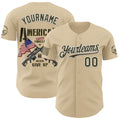 Custom City Cream Olive-White USA American Flag Tactical Military Authentic Baseball Jersey