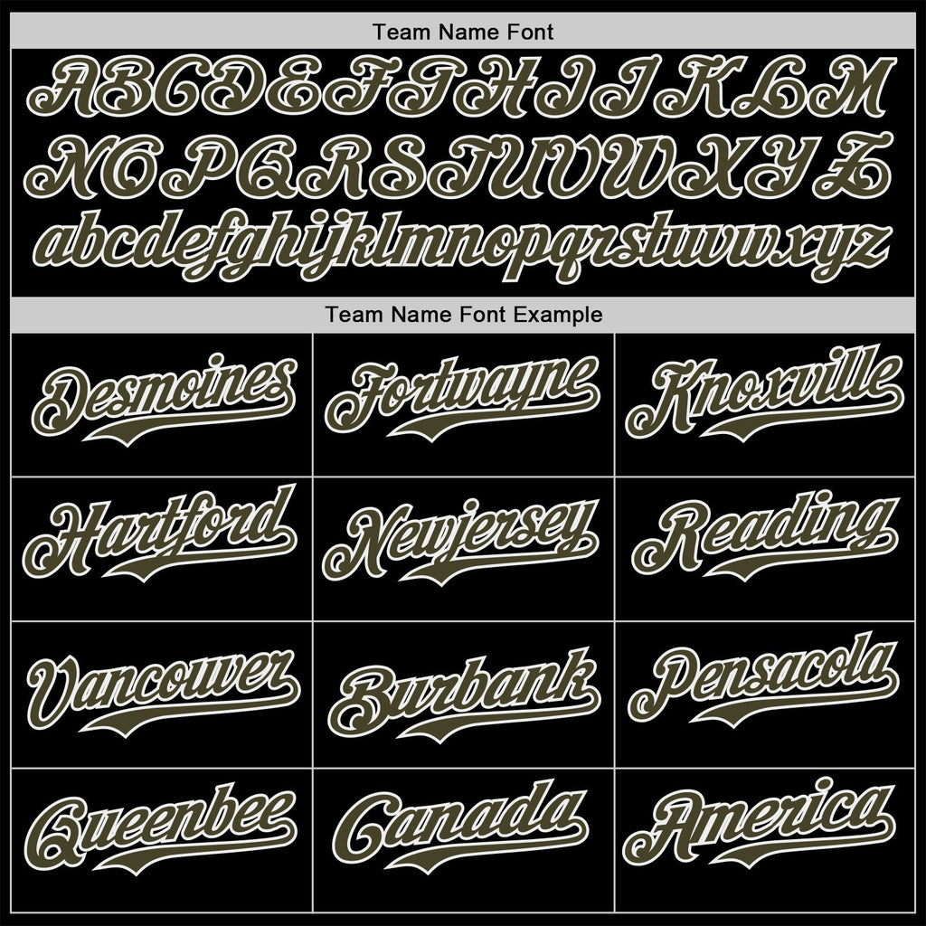 Custom Black Olive-White USA American Flag Camo Authentic Baseball Jersey