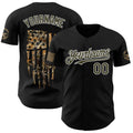 Custom Black Olive-White USA American Flag Camo Authentic Baseball Jersey