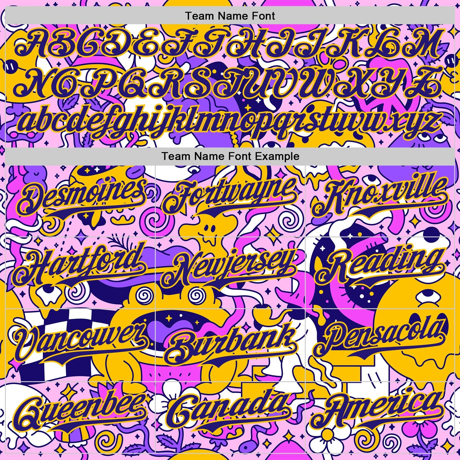 Custom Purple Dark Purple-Yellow Psychedelic Trippy Mushroom Doodle Frog & Ghost Authentic Baseball Jersey
