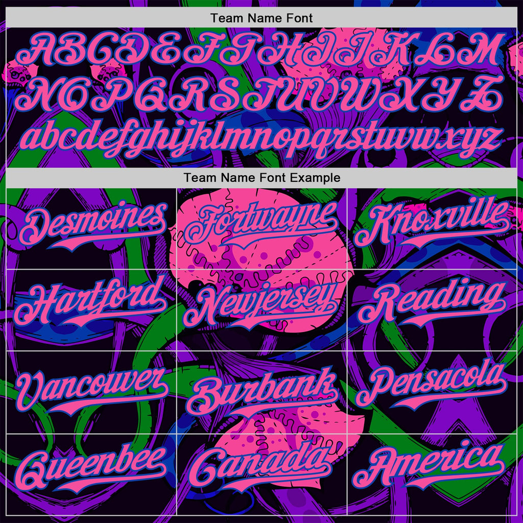 Custom Black Pink-Thunder Blue Psychedelic Trippy Exotic Floral Authentic Baseball Jersey