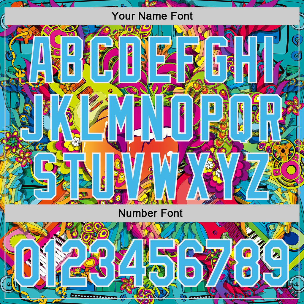 Custom Sky Blue-White Psychedelic Trippy Exotic Floral Authentic Baseball Jersey