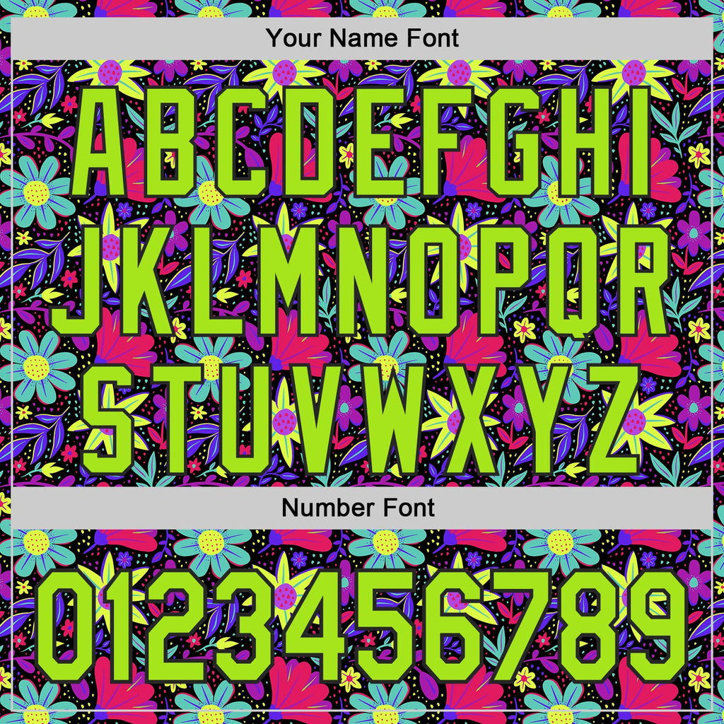 Custom Black-Neon Green Psychedelic Trippy Flower Authentic Baseball Jersey