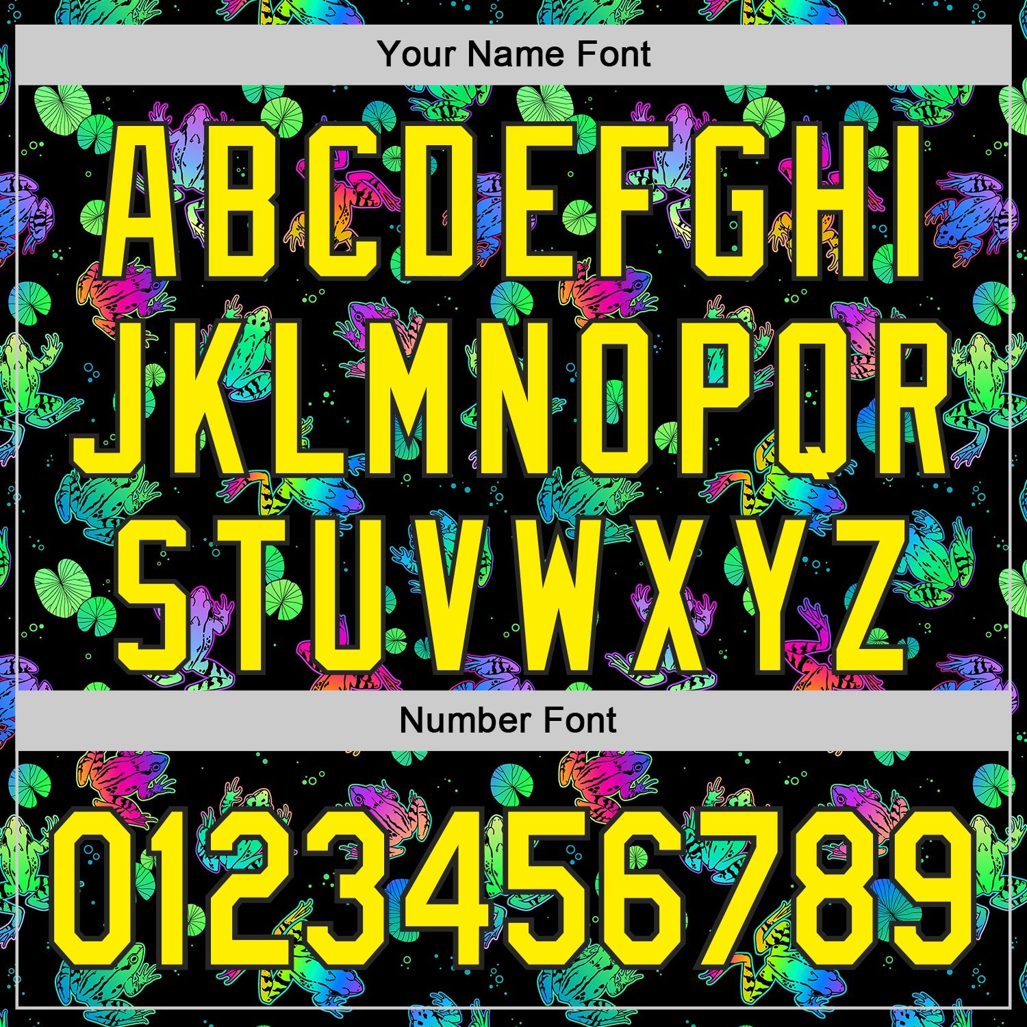 Custom Black-Light Yellow Psychedelic Trippy Frog Authentic Baseball Jersey