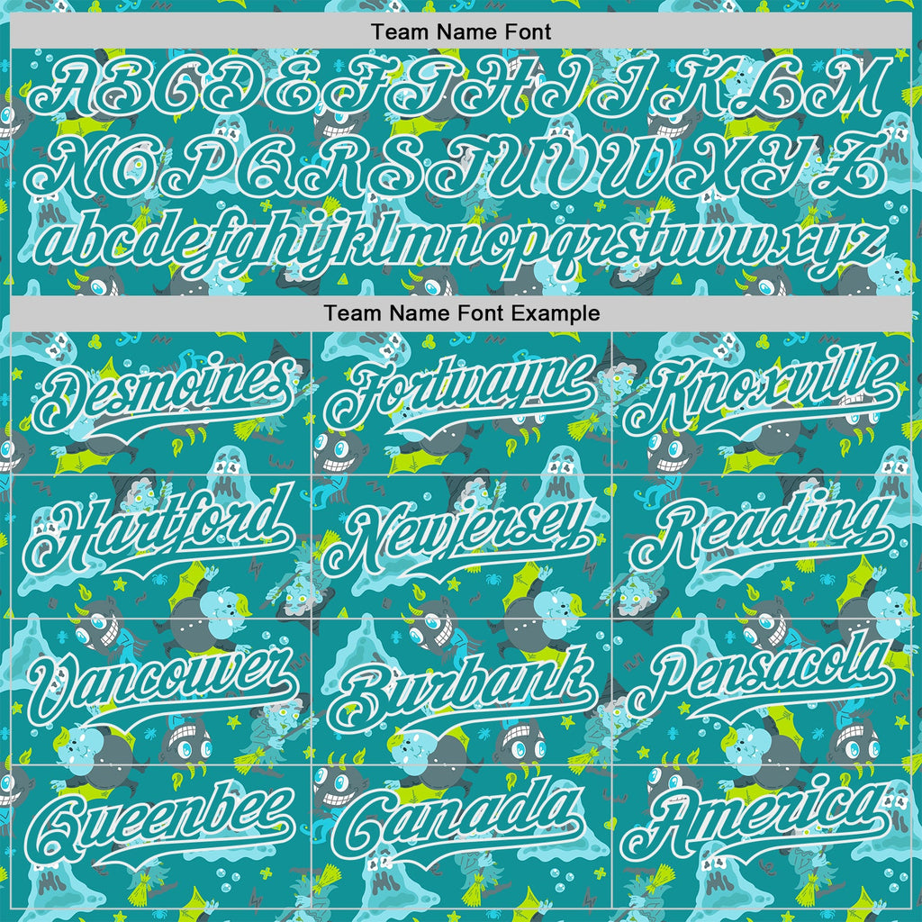 Custom Teal-White Psychedelic Trippy Monster Authentic Baseball Jersey