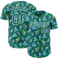 Custom Teal-White Psychedelic Trippy Monster Authentic Baseball Jersey