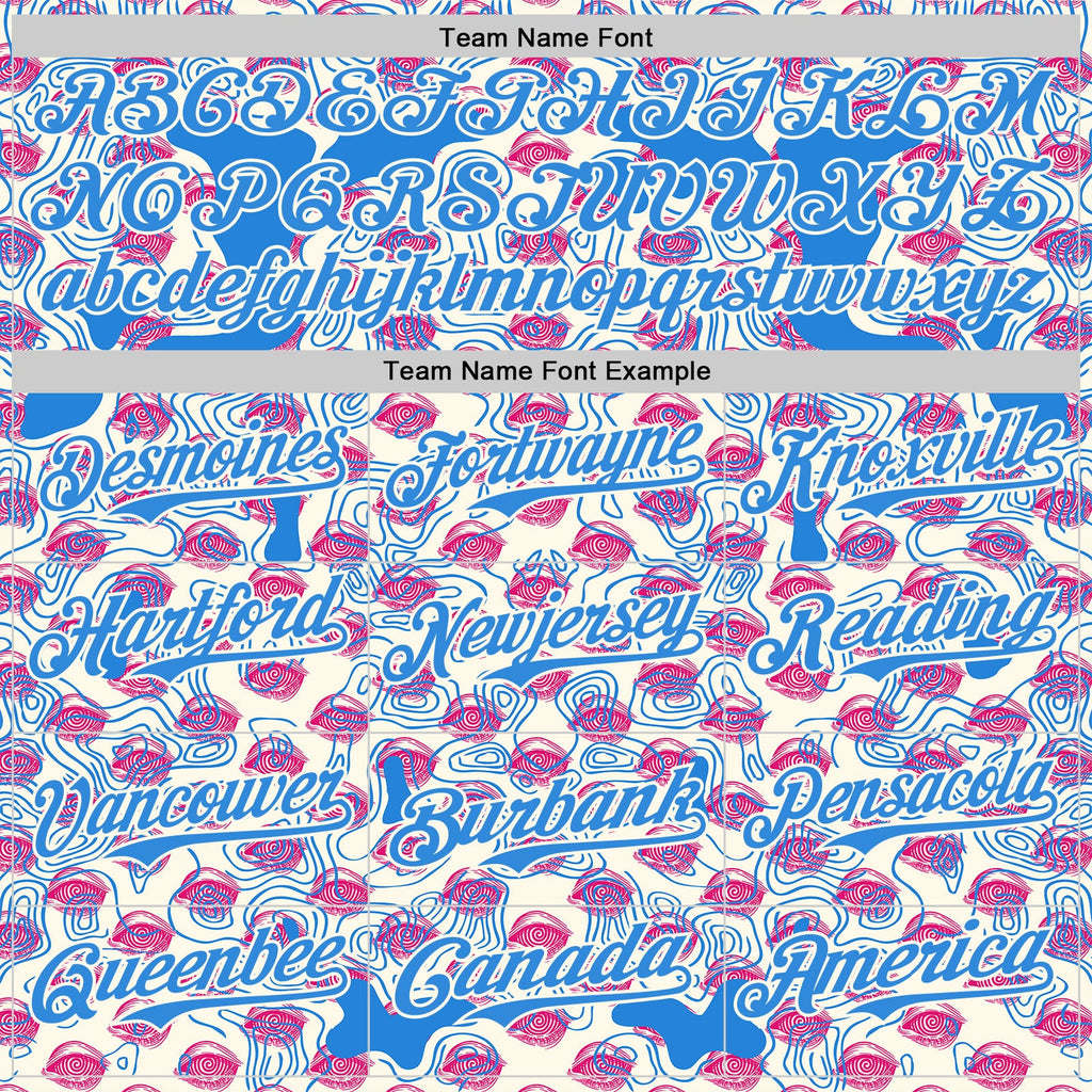 Custom Cream-Electric Blue Psychedelic Trippy Flow Line Authentic Baseball Jersey