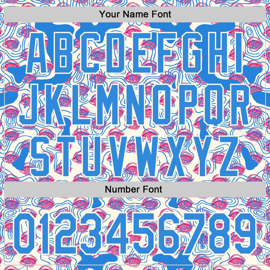 Custom Cream-Electric Blue Psychedelic Trippy Flow Line Authentic Baseball Jersey