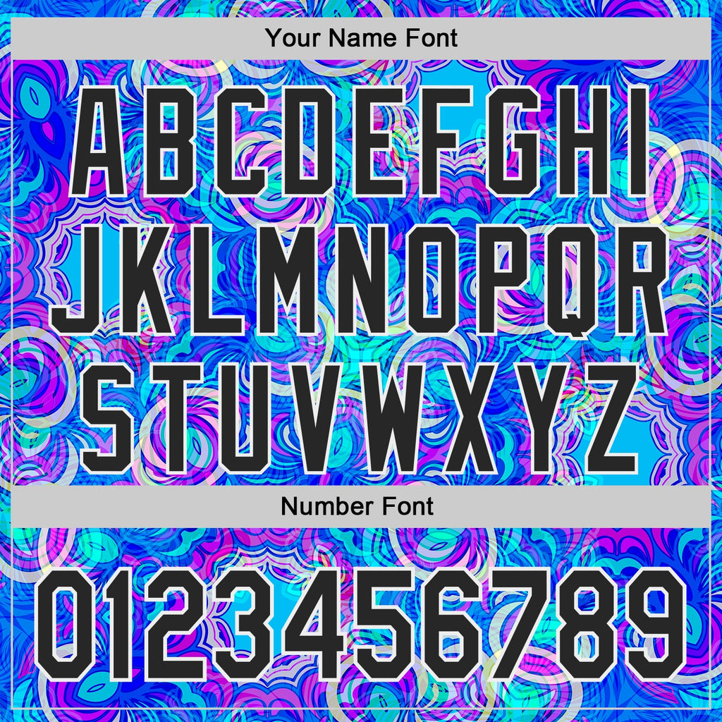 Custom Blue Black-White Psychedelic Trippy Neon Swirl Authentic Baseball Jersey