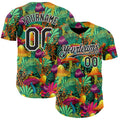 Custom Green Black-White Trippy Trippy Magic Mushroom Authentic Baseball Jersey
