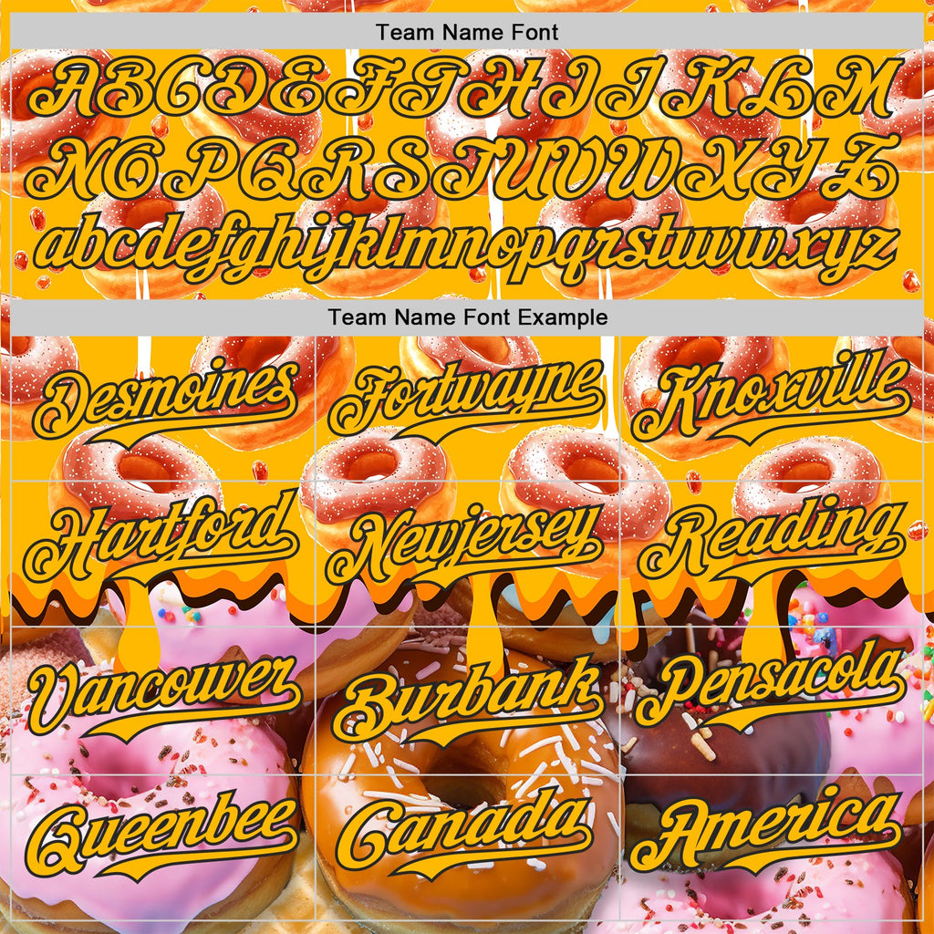 Custom Gold-Black Ice Cream Donut Foodie Dessert Authentic Baseball Jersey