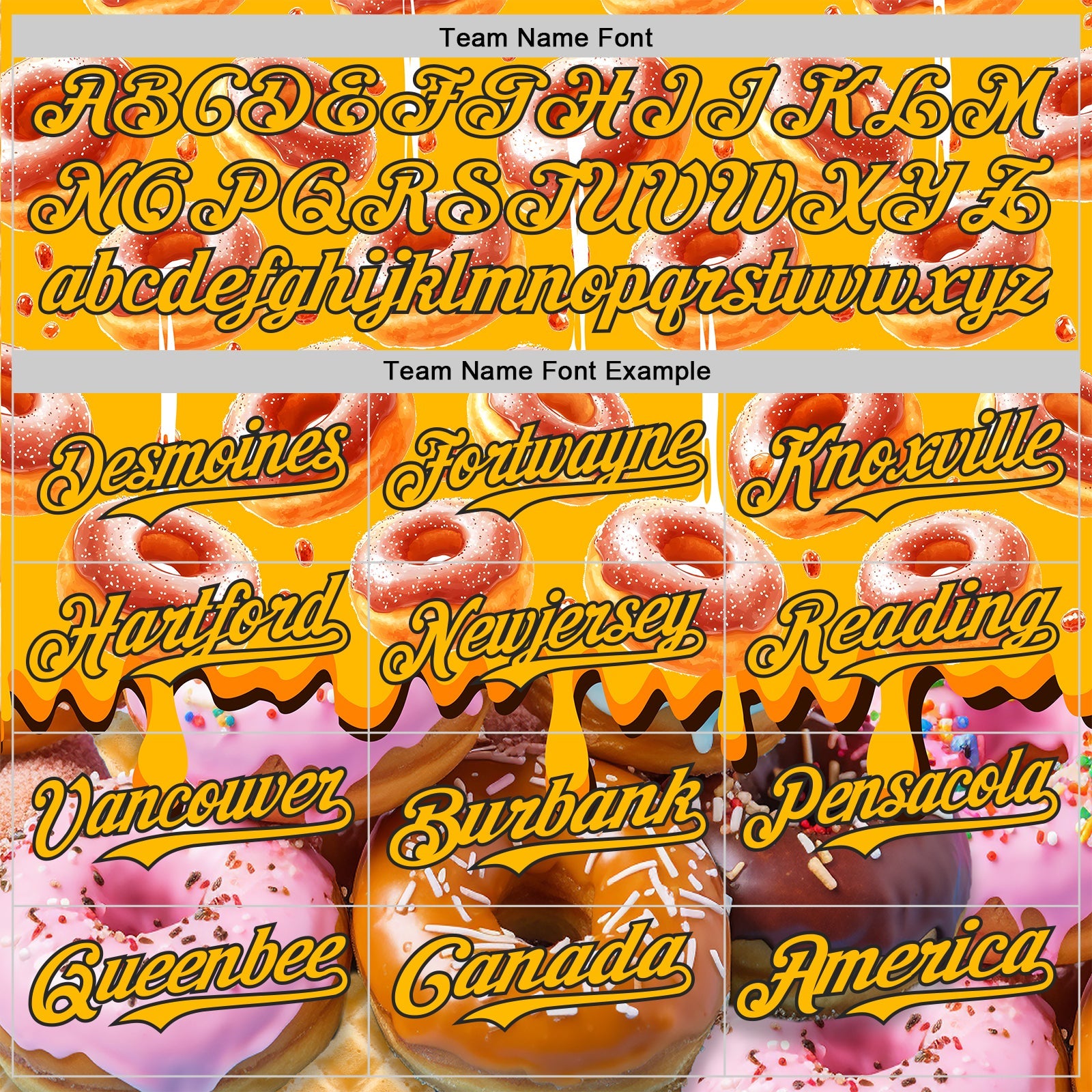Custom Gold-Black Ice Cream Donut Foodie Dessert Authentic Baseball Jersey