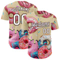 Custom City Cream White-Brown Ice Cream Donut Foodie Dessert Authentic Baseball Jersey