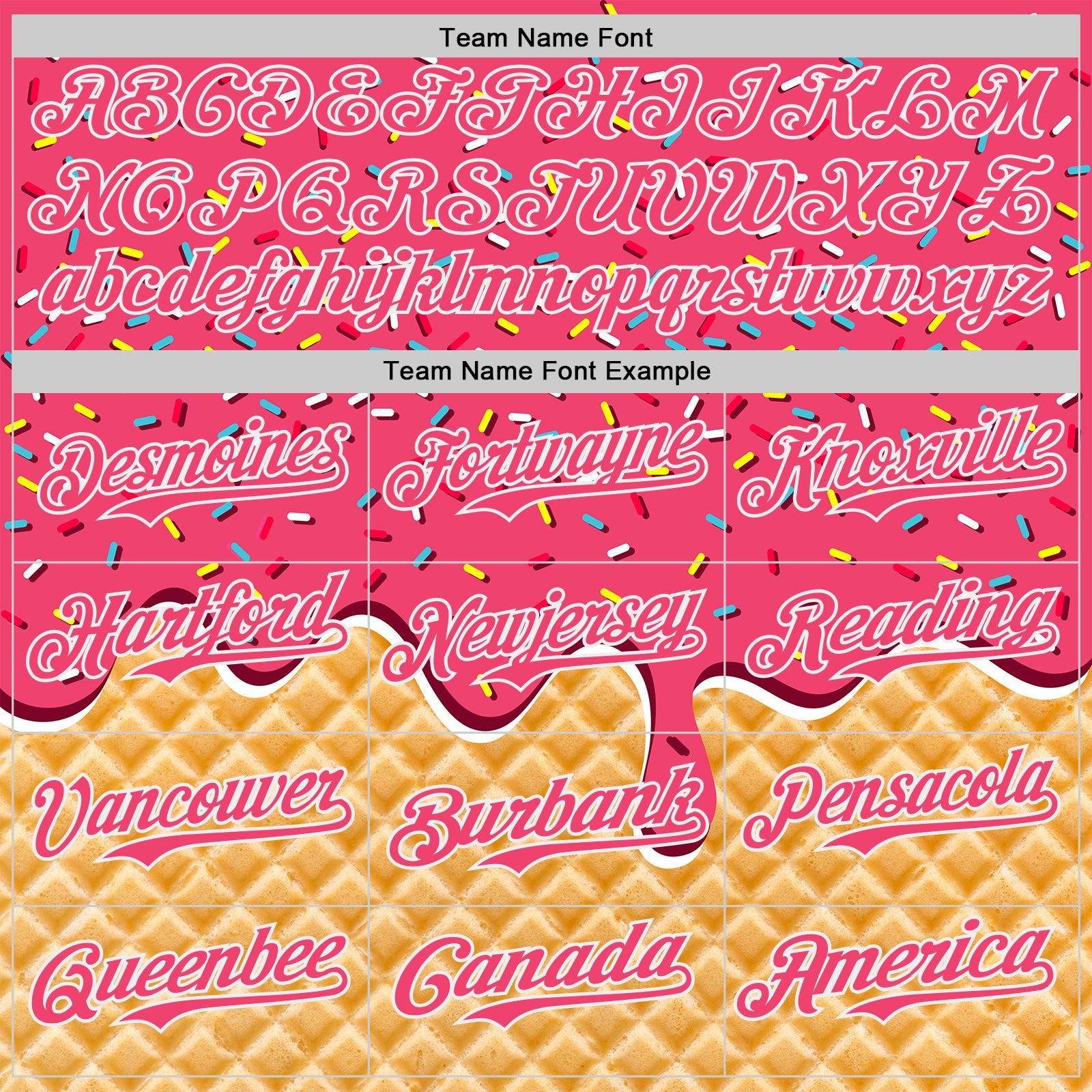 Custom Neon Pink-White Ice Cream Waffle Foodie Dessert Authentic Baseball Jersey