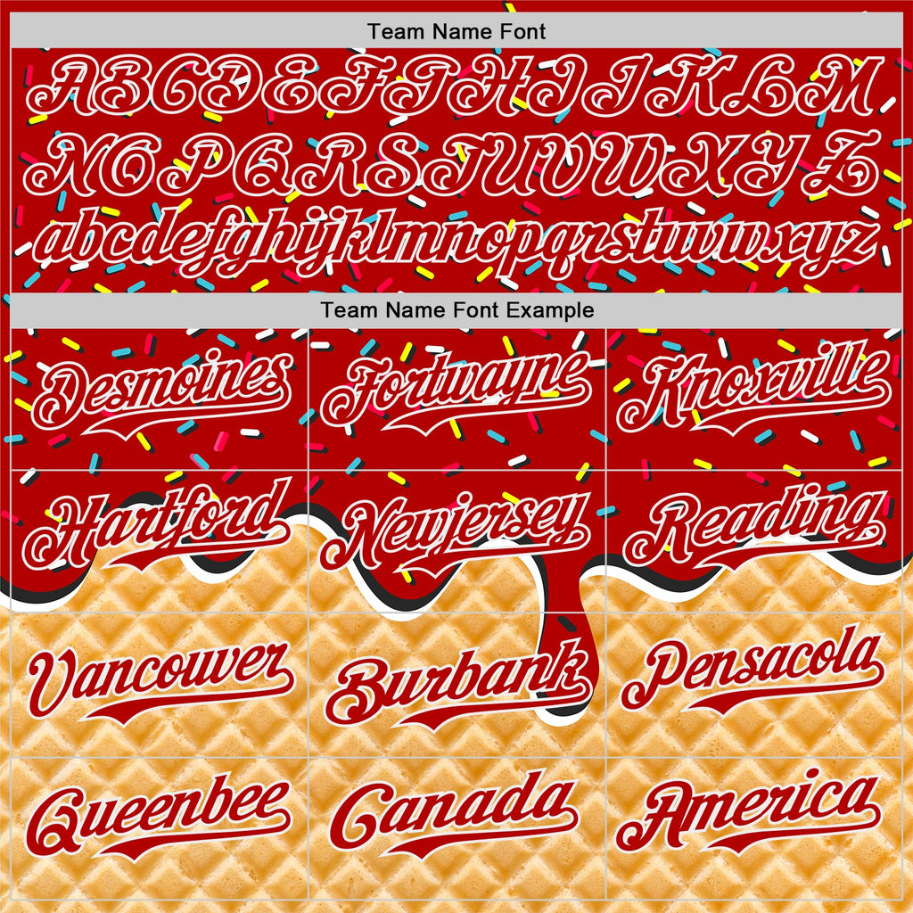 Custom Red-White Ice Cream Waffle Foodie Dessert Authentic Baseball Jersey