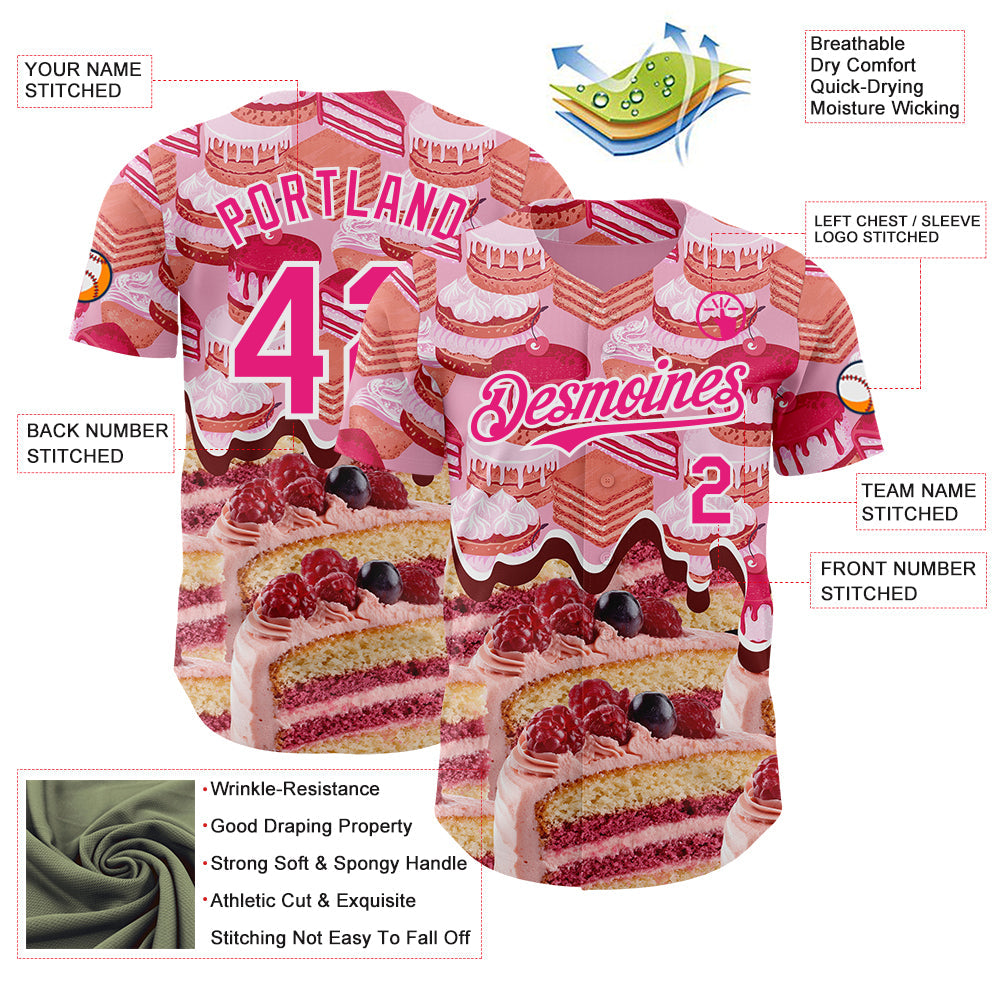 Custom Pink-White Ice Cream Cake Foodie Dessert Authentic Baseball Jersey